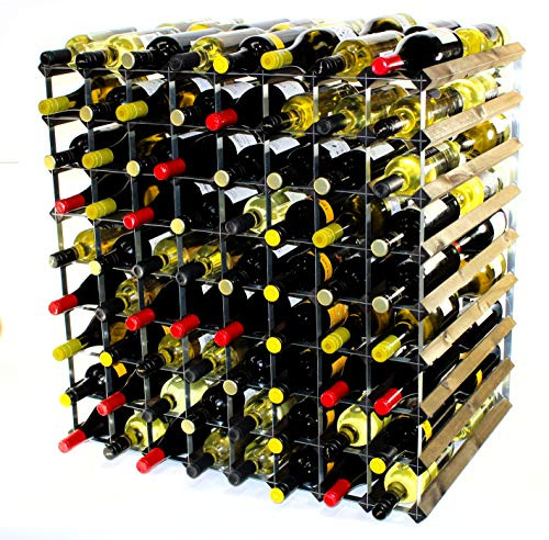 Double Depth 144 Bottle Dark Oak Stained Wood and galvanised Metal Wine Rack Ready Assembled