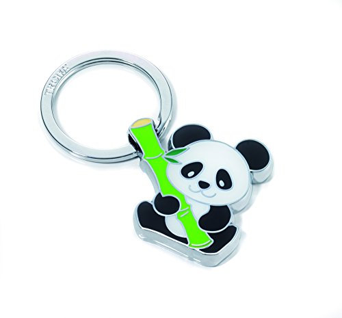 TROIKA BAMBOO PANDA SCHLÜSSELANHÄNGER - KR10-03/CH - Schlüsselanhänger Panda mit Bambus - Metallguss - glänzend - verchromt - das Original von TROIKA