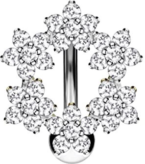 PIERCINGLINE Titan Bauchnabelpiercing 925er Silber Design BLUMENKRANZ Silberfarben Banane Bananabell
