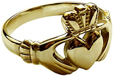 9ct Yellow Gold Claddagh Ring 11.8mm Ladies Irish Made Size I to T Available