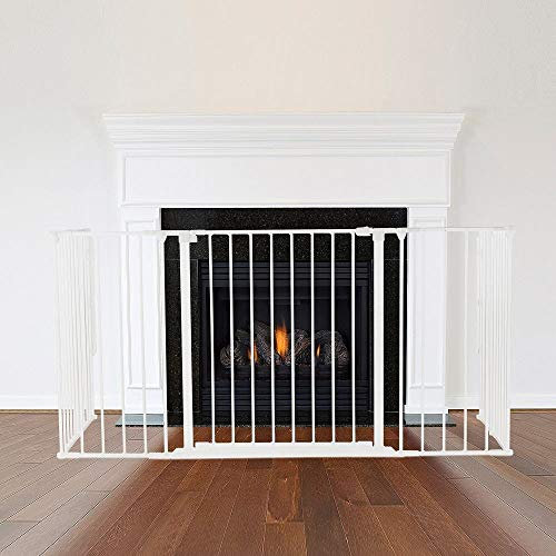 Safetots Multi Panel Fire Surround, 71cm Deep x 138cm Wide, White, 70cm Tall, Child and Pet Fire Safety, Baby and Toddler Fire Guard, Safety Barrier for Fireplaces, Easy Installation