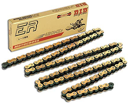 D.I.D 420NZ3GBX128RB Open Chain with Spring Link, Gold/Black
