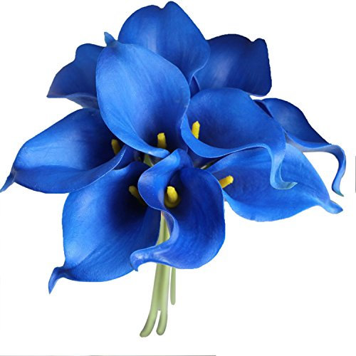 Calcifer Lot de 6 bouquets de lys calla artificiels 38,1 cm Bleu roi
