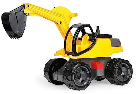 Lena 02141 Starke Riesen Bagger,Giga Trucks Sandbagger ca.80 cm groß, stabiler 360 Grad Schaufelbagger, XXLBaufahrzeug mit funktionierender Schaufel, hohe Tragkraft, für Kinder ab 3Jahre, Weiß / Gelb