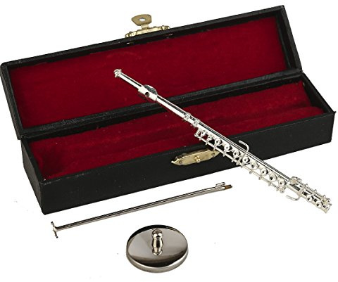 Miniatur-Flöten-Nachbildung mit Ständer und Etui, Desktop-Skulptur | Miniaturflöte, Mini-Musikinstrument, Flöte, Nachbildung, Geburtstagsgeschenk, Bücherregal, Display, Tischdekoration, 13,69 cm