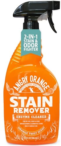 Angry Orange Stain Remover - 32oz Enzyme Pet Cleaner - Dog & Cat Urine Destroyer and Stain Remover - Citrus Spray Cleaning Solution - Puppy Supplies
