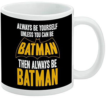 Tazza da caffè in ceramica Batman Be Batman, novità regalo per caffè, tè e bevande calde, 325 ml, bianco