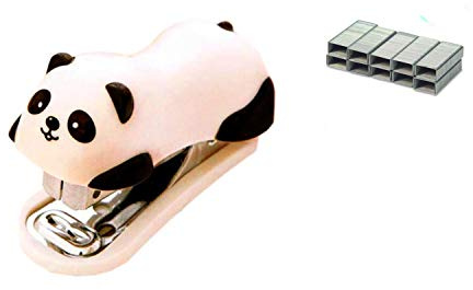 Tragbares Mini-Heftgerät mit Panda-Motiv, mit 1000 Heftklammern Nr. 10, für Büro, Schule, Zuhause oder auf Reisen