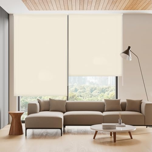 Blindecor Ara | Tenda a rullo traslucida tinta unita - Beige, 180 x 250 cm (Larghezza x Altezza) | Dimensioni del tessuto 177 x 245 cm | Tenda per interne