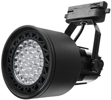 Faretto faro proiettore led per binario monofase, Spot LED, faretto, Lampada a soffitto, Sistema a binari, Illuminazione da Interno / E27, Orientabile, (Colore Nero Senza Lampada)