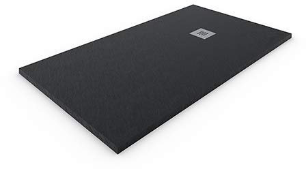 DUCHA-ES Plato Resina EXTRAPLANO. Textura Pizarra Antideslizante. Carga Mineral.70X200CM Negro RAL: 9005