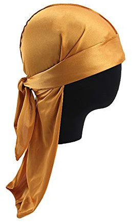 Treer 1 Stück Durag Unisex Sport Kopfbedeckung Kopftuch, Atmungsaktiver Pirat Cap Radfahren Bandana Fahrrad Motorrad Piratentuch Stirnband Biker Hat Laufen Mütze Helmmütze (One Size,Golden)