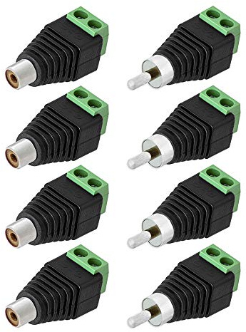 4x Cinch Buchse + 4x Cinch Stecker RCA > Terminal Block 2 Pin Adapter Schraub Klemmen