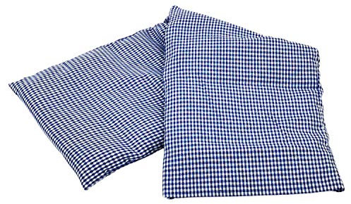 Cuscino di semi di colza, 60 x 20 cm, adatto al microonde, per collo, spalle e schiena, cuscino termico con semi di colza, colore blu e bianco a quadretti, ragazze e ragazze, rivestimento rimovibile