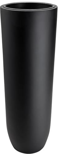 VIVANNO Pflanzgefäß Bodenvase SOLERIO Fiberglas Schwarz Matt 100x33 cm, Frostsicher & Wetterfest, für Drinnen und Draußen, Garten Terrasse Balkon