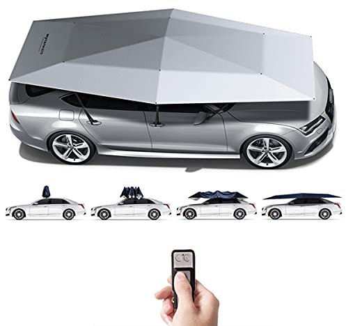 Ombrello Completamente Automatico con Telecomando,Copri Auto per Esterno Portatile,Tenda da Tetto Mantiene Fresco Il Tuo Veicolo,Adatto per Veicoli Superiori a 4,8m,Grey-5.2m