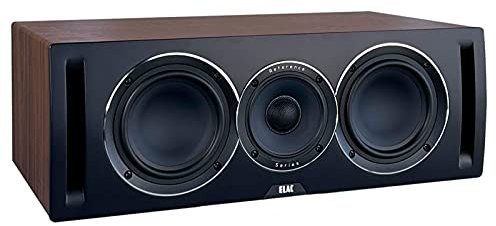ELAC Uni-Fi Reference 3-Way 5-1/4 Center Speaker, Oak or Walnut Center Speaker for Home Theater, Black Baffle with Walnut Sides