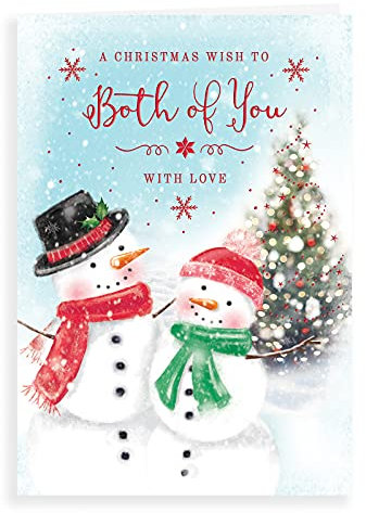 Traditionelle Weihnachtskarte für Sie beide, Piccadilly Greetings, A41359, weiß|gelb|blau|grün, 22,9 x 15,2 cm