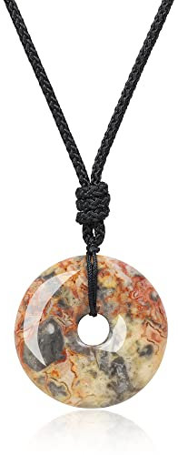 COAI Collana Unisex Regolabile con Pendente Ping’an Kou in Agata Pazza