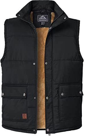 MAGCOMSEN Work Gilet for Men Fleece Lined Winter Thermal Golf Gilet Jackets Mens Gillets Jackets and Body Warmers with Pockets for Outdoor Fishing Hiking Hunting Black