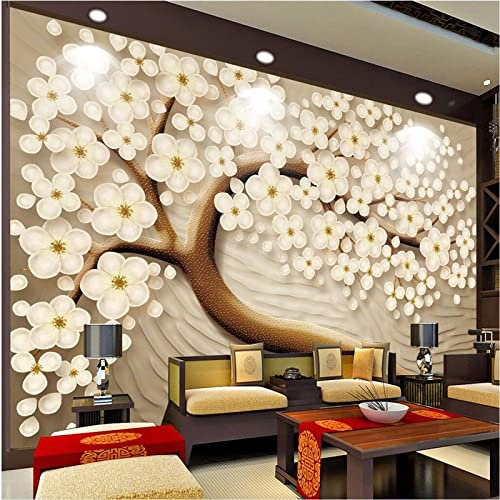 XTSWallpaper Auto-Adhésif Pvc Papier Peint Photo 3D 360X250Cm Plantes Arbres Fleurs Stickers Muraux 3D Fond D'Écran Stéréo De Walls Art Fond Mur Papier Peint 3D Personnalisé Salon Murale