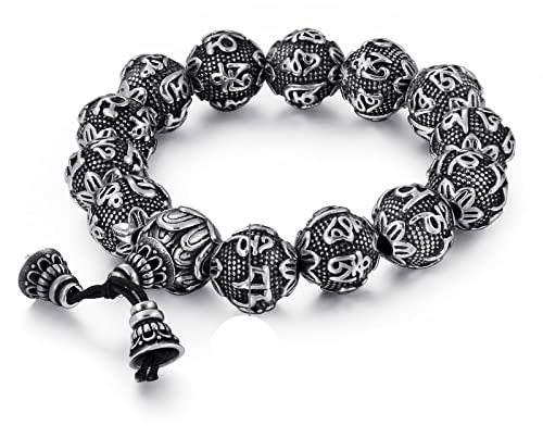 BCughia Bracelet, Bond Touch Armband für Paare Schwärzung Anderer Kettentyp Buddhistisches Perlendesign 17mm Armband für Herren und Damen
