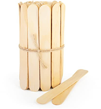 wisefood Holz Spatel, Spatel 100 STK. 15 cm, Eisstiele aus Holz, Wachsspachtel ideal zur Haarentfernung, Stiele zum Basteln, für Speiseeis aus biologisch abbaubarem Birkenholz