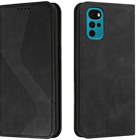 Mo-Somnus Funda para Motorola Moto G22,Funda Carcasa de Cuero con Tapa Flip Case, Cuero Billetera Flip Protectora Carcasa Magnético con Cáscara de TPU (Negro)