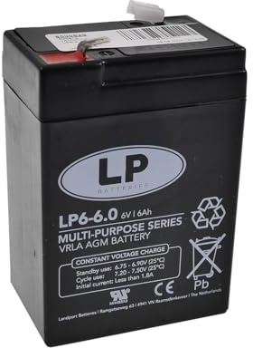 LP BATTERIES NSA LP6-6 T1 6V 6AH AGM Akku Vlies Batterie VRLA Zyklenfest Wartungsfrei für Elektro Spielzeug Alarm Brandmeldeanlage Notstrom USV UPS