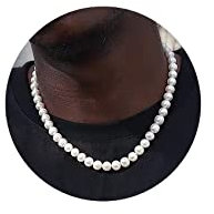 Hipwope 6/8 mm Perlenkette für Herren Faux Perlenkette Herren Halsketten 16/18/20/22/24 Zoll Länge Perlenkette Choker Halskette Weiße Perlenkette Herrenschmuck
