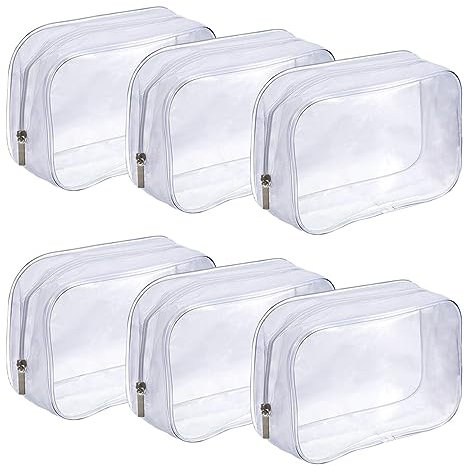 Pochette Transparente Voyage,Trousse Transparente,6 Pièces Trousse de Toilette Voyage 19x14cm Trousse de Maquillage,Trousse Voyage Sac Fermeture à Glissière Trousse Maquillage de Capacité
