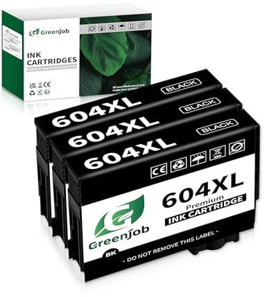 Greenjob 604XL Patronen für Epson 604 Multipack Kompatibel mit Epson Expression Home XP-2200 XP-2205 XP-3200 XP-3205 XP-4200 XP-4205 Workforce WF-2910 WF-2930 WF-2935 WF-2950 (3 Schwarz)