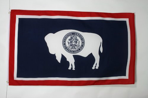 AZ FLAG - Drapeau Wyoming - 150x90 cm - Polyester léger - Drapeau Etat Américain - Usa - Etats-Unis Avec Oeillets Métalliques Intégrés - 80g