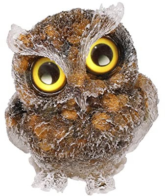 KYEYGWO Tigerauge Nette Kristall Eule Figur Ornamente, Mini Stein Käuzchen Statuen Harz Tier Skulptur Talisman Heilstein Vögel Dekoration für Haus Büro Tisch, Blumentopf, Micro Landschaft, 7,5 cm