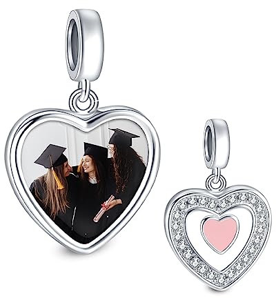 NINGAN 925 Sterling Silber Personalisierte Foto Charm Herz geformt Anhänger Geeignet für Damenarmbänder und -ketten Kundenspezifische Geschenke