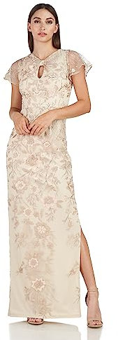 JS Collections Damen Jorden Schleife und Säulen Formales Kleid, Champagner, 34