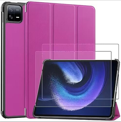 ZTAOOPOU Custodia per Xiaomi Pad 6 11 Cover con Xiaomi Pad 6 Pro 2023 Pellicola Temperata [2 Pezzi] con Supporto Pieghevole Custodia Protettiva Cover (Viola)