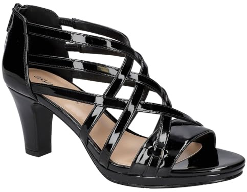 Easy Street Damen Bee Sandale mit Absatz, Schwarz Lack, 44 EU