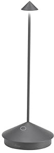 Zafferano, Pina Lampe, Kabellose, Wiederaufladbare Tischlampe mit Touch Control, Auch für den Außenbereich Geeignet, Dimmer, 2200-3000 K, Höhe 29 cm, Farbe Dunkelgrau