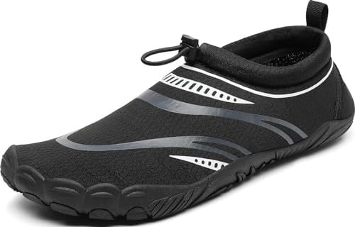 Mishansha Badeschuhe Herren Damen Wasserschuhe Atmungsaktive Schnell Trocknend Schwimmschuhe rutschfeste Leicht Barfußschuhe fur Männer Frauen, Krähen Schwarz, 38 EU