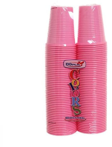 TEKHOME 100/200/500/1000 PEZZI BICCHIERI COLORATI COLORS DOPLA da bibita ideali per compleanni, feste, party, aperitivi (ROSA, 500)