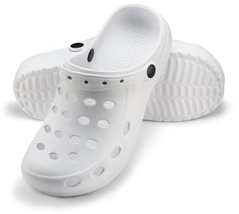 ESTRO Zuecos Mujer Verano Goma - Zuecos Sanitarios Mujer Unisexo Zapatillas Casa Verano Hombre Ligero A02 (45, Blanc)