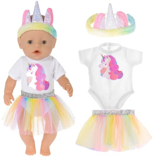 3pcs Babypuppenkleidung schließt Puppenrock Strampler und Stirnband EIN für 43cm / 17 Zoll Neugeborene Babypuppen (Keine Puppe)