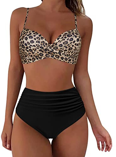 Bikini Damen Bauchweg Große Brüste Push Up V Ausschnitt Bauchweg Bikinioberteil Strandmode Zweiteiliger Badeanzug Damen Badeanzug mit Hoher Taille und Zweiteiligem Set Bauchweg Bademode