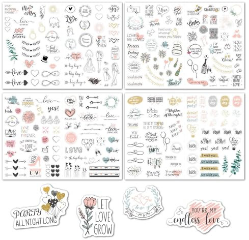KOBOKO 230 Sticker Hochzeit, Sticker Hochzeit Gästebuch, Hochzeit Aufkleber für Gästebuch, Fotoalbum, Geschenk - Herzliche Deko für Hochzeiten (Englisch, Grün Stil)