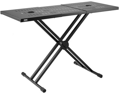 VEVOR Tavolo per DJ Supporto Portatile per Laptop Controller DJ, Supporto per DJ Set, Altezza Regolabile, Supporto per Tastiera Tavolo Pieghevole a Doppia X, Supporto DJ 820-1095 x 465 mm