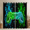 Homemissing Kinder Spieler Fenstervorhang 175x140cm Spiel Controller Vorhänge für Jungs Gaming Geschenke Blickdichte Vorhänge Gamepad Muster Grün Teal Blau Gardinen für Schlafzimmer Wohnzimmer