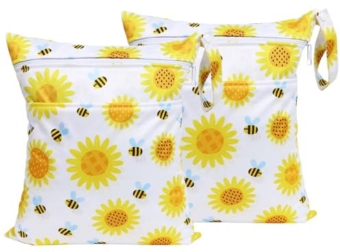 2 Pezzi Borsa Pannolini Riutilizzabile, Porta Pannolini e Salviette da Borsa, Sacchetti Portapannoliniwet Bag, Wetbag Borsa per Pannolini Impermeabile, Wet Bag con Doppia Cerniera per Viaggi Piscina