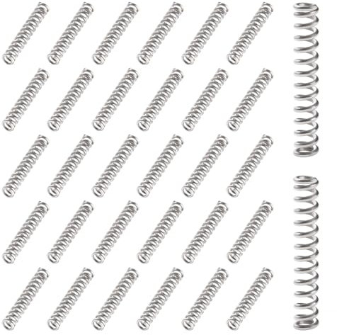 VooGenzek 30 Stücke 1 * 5 * 30 mm Druckfedern, Mini Edelstahlfedern, Spule Kompression Federn, für Shop und DIY Reparaturprojekte