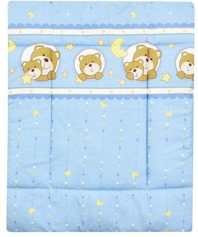 Baby Delux Wickelauflage Wickelunterlage 60x75 cm weiche Wickeltischauflage Baumwolle wasserdicht waschbar (Bärchen blau)